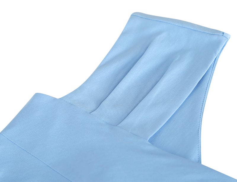 MUXXN Pinup 1920s Desgin Plus Size Spring Ruched Waist Bodycon Midi Cute Dress (Airy Blue XXL) - Image 3